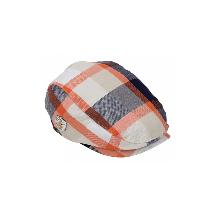 Erkek Çocuk Kareli Ekose Kasket 1044 Turuncu