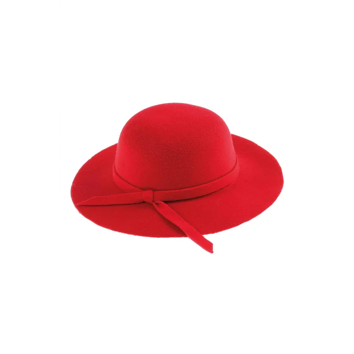 Kız Çocuk Geniş Kenarlı Kaşe Şapka 7168 Kırmızı