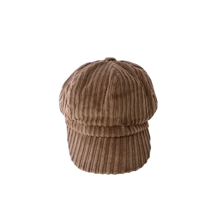 Kadın Denizci Tipi Kadife Şapka 1243 Açık Kahverengi