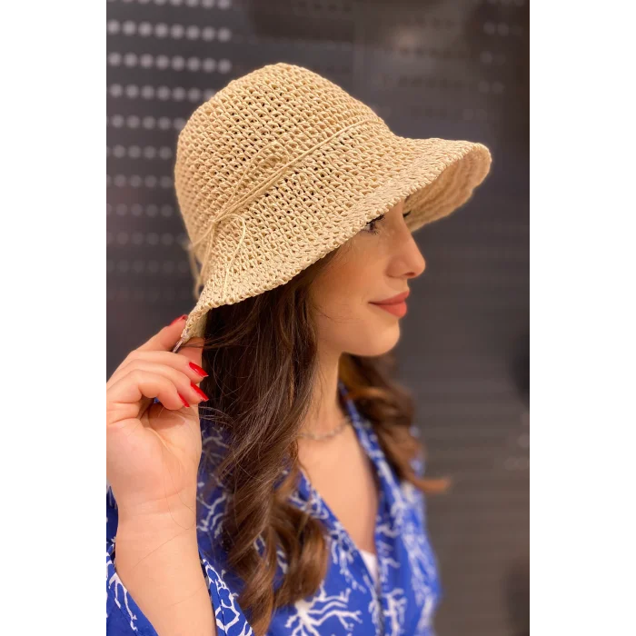 İpli Hasır Kadın Şapka 3858