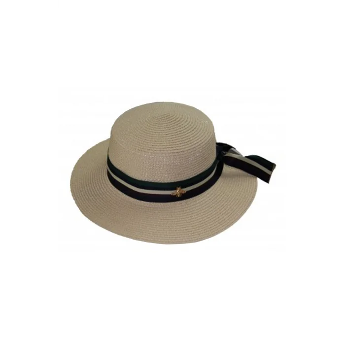 Şeritli Hasır Kadın Şapka 3853