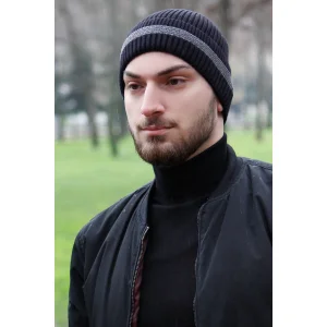 Erkek Siyah Çizgili Bere 7560
