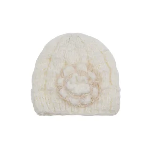 Elişi Çiçekli Kadın Bere Beyaz 4193