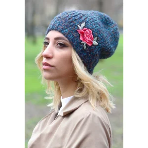 Güllü Kadın Mavi Bere 4113