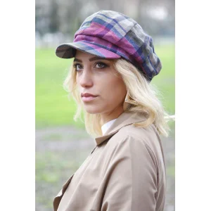 Ekose Kadın Kaptan Şapka 7449