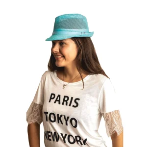 Yazlık Kadın Fileli Kemerli Hasır Fötr Şapka 6223