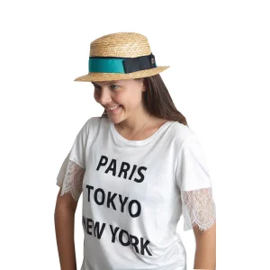 Kadın Şeritli Hasır Şapka 1081