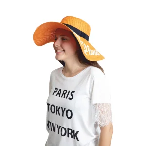 Yazılı Geniş Kenarlı Plaj Kadın Şapkası 7047
