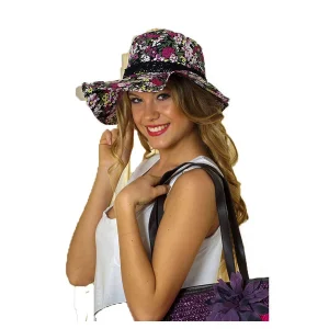 Çiçek Desenli Kadın Şapka 6108