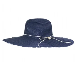 Kadın Geniş Kenarlı İncili Hasır Şapka 3871