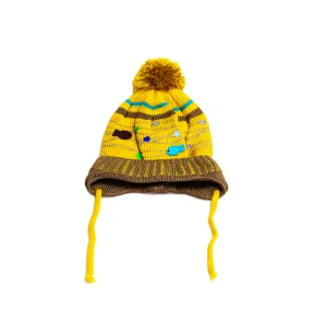 Sarı Bebek ipli Kürklü Şapka 7528