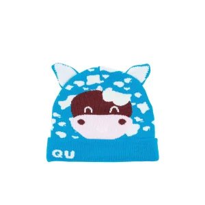 Inek Desenli Kız Bebek Kırmızı Bere 5830-Turkuaz