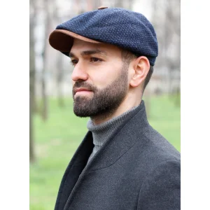 Lacivert Deri Kasket Şapka 7432