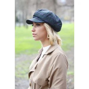 Kadın Kaptan Şapka Çizgili Yeşil 7449