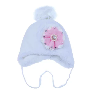 İçi Peluş Kız Çocuk Pembe Bere  Beyaz 4845