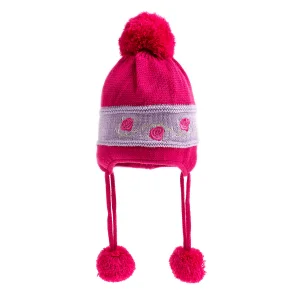 Kız Bebek Çiçek İşlemeli Fuşya Bere 1160