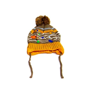 Turuncu Bebek ipli Kürklü Şapka 7528