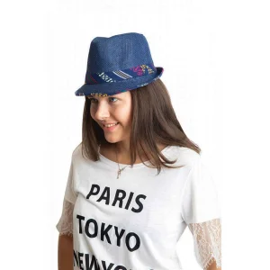 Şerit Desenli Kadın Fötr Şapka 6255