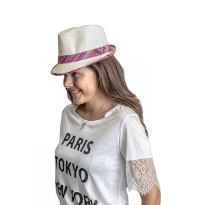 Şerit Desenli Kadın Fötr Şapka 6255