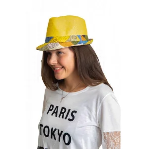 Yazlık Siperi Desenli Hasır Fötr Kadın Şapka 6261