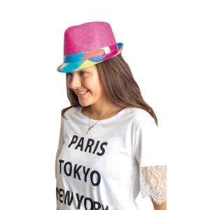 Yazlık Siperi Desenli Hasır Fötr Kadın Şapka 6261