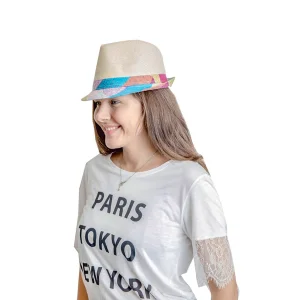 Yazlık Desenli Hasır Kadın Fötr Şapka 6261