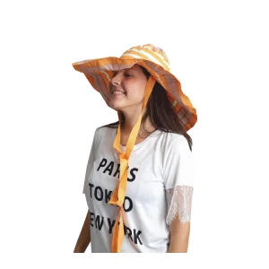 Yazlık Kadın Geniş Kenarlı Şeritli Şapka 5377