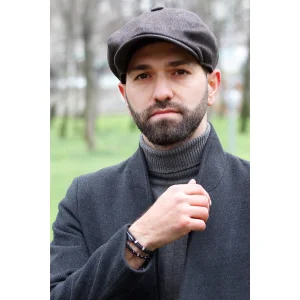 Erkek İngiliz Kasket 7450 Çizgili Kahverengi 7450