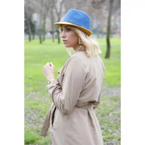 Kadın Çift Renk Kaşe Mavi Fötr 4792