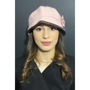 Kadın Deri Kenarlı Bermuda Şapka 7752 Gül Kurusu