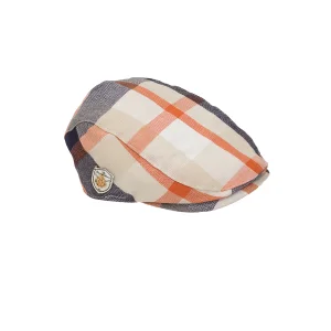 Bay Kasket - Yazlık Erkek Ekose Turuncu Kasket 1033