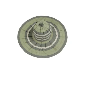 Bayan Çizgili Geniş Kenar Şapka