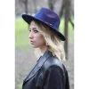Desenli Kadın Lacivert Fötr Şapka 7185