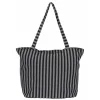 BAY ŞAPKACI - KADIN ÇİZGİLİ SİYAH PLAJ ÇANTASI 7023