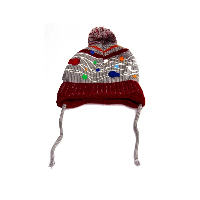 Gri Bebek ipli Kürklü Şapka 7528