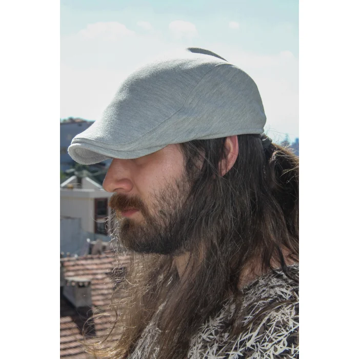 Erkek Mevsimlik Gri Pike İtalyan Kasket 7630