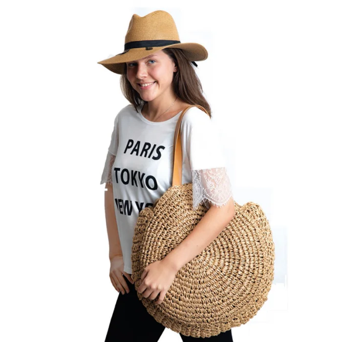 Doğal Hasır Şapka Çanta Takım