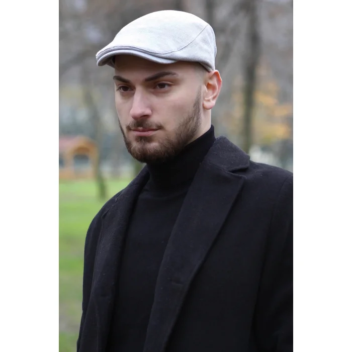 Erkek Mevsimlik Beyaz Pike İtalyan Kasket 7630