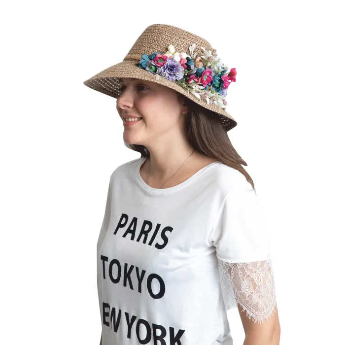 Çiçek Demetli Kadın Şapka