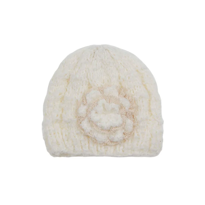 Elişi Çiçekli Kadın Bere Beyaz 4193