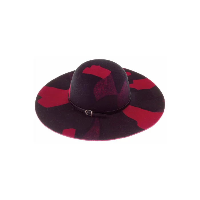 Desenli Geniş Kenarlı Kadın Şapka Kırmızı 7184