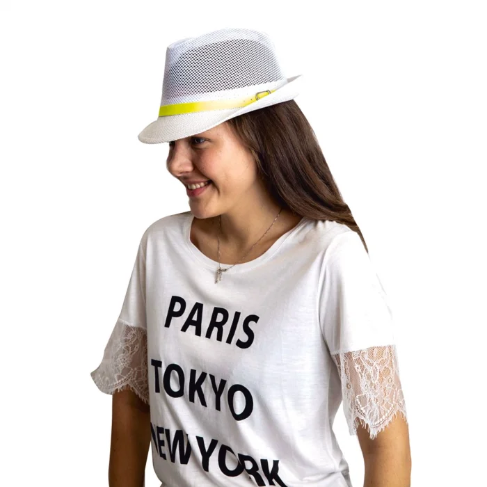 Yazlık Kadın Fileli Kemerli Hasır Fötr Şapka 6223