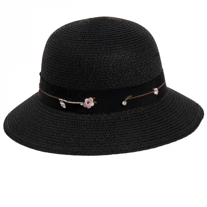 Çiçek Şeritli Kadın Şapka 1297