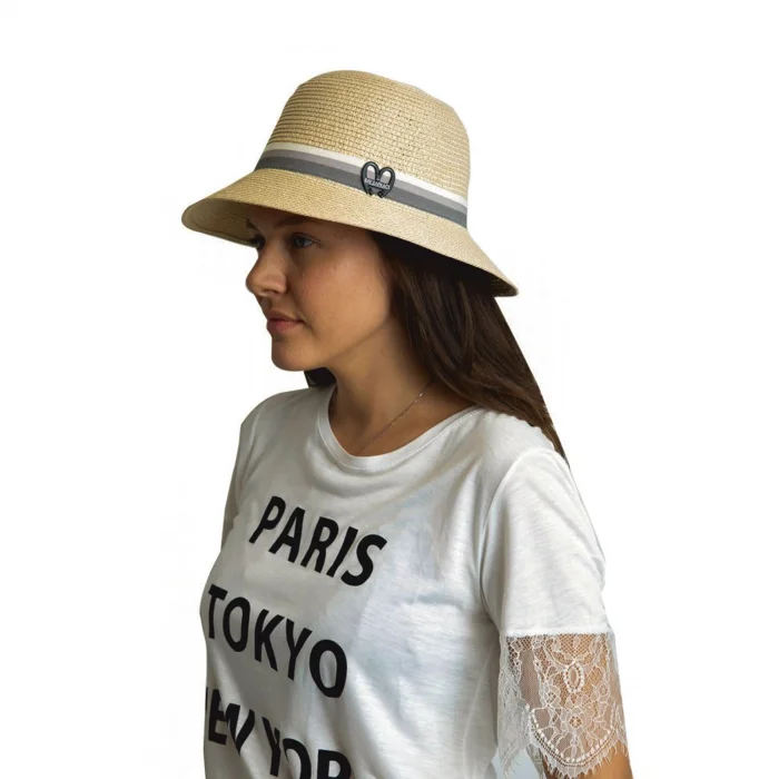 Kalp Aksesuarlı Kadın Hasır Şapka 1906