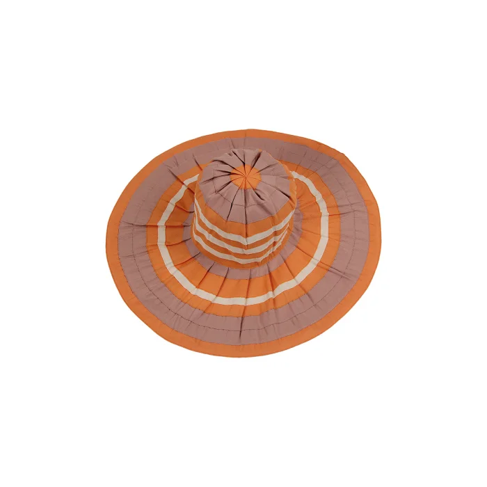 Kadın Çizgili Geniş Kenarlı Şapka 5376