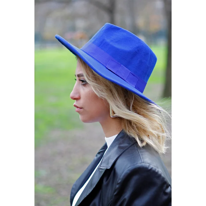 Kadın Kaşe Fötr Şapka Saks 7173