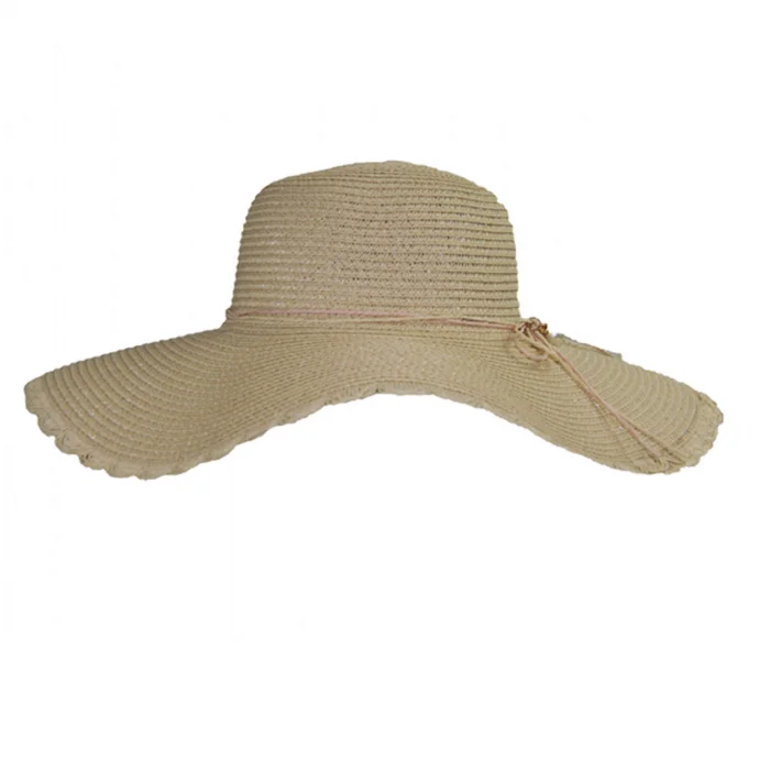 Kadın Geniş Kenarlı İncili Hasır Şapka 3871