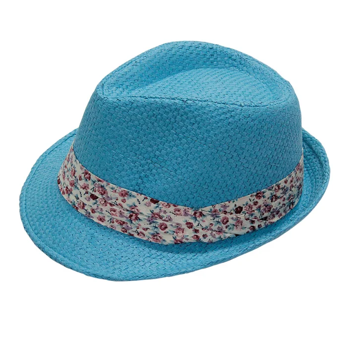 Yazlık Çiçek Desenli Fötr Kadın Şapka 6260