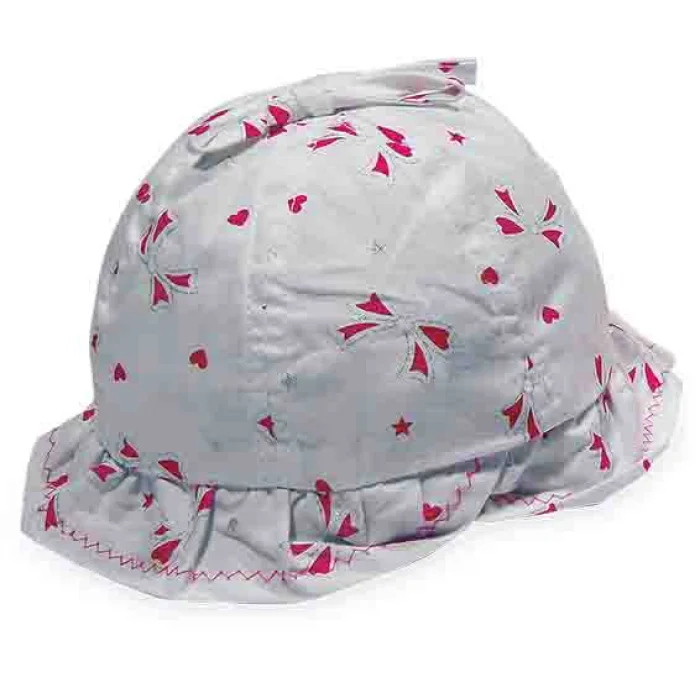 Kız Bebek Baskılı Bermuda Beyaz Şapka 5791