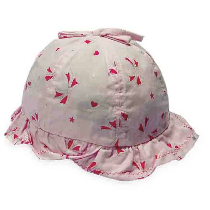 Kız Bebek Baskılı Bermuda Beyaz Şapka 5791